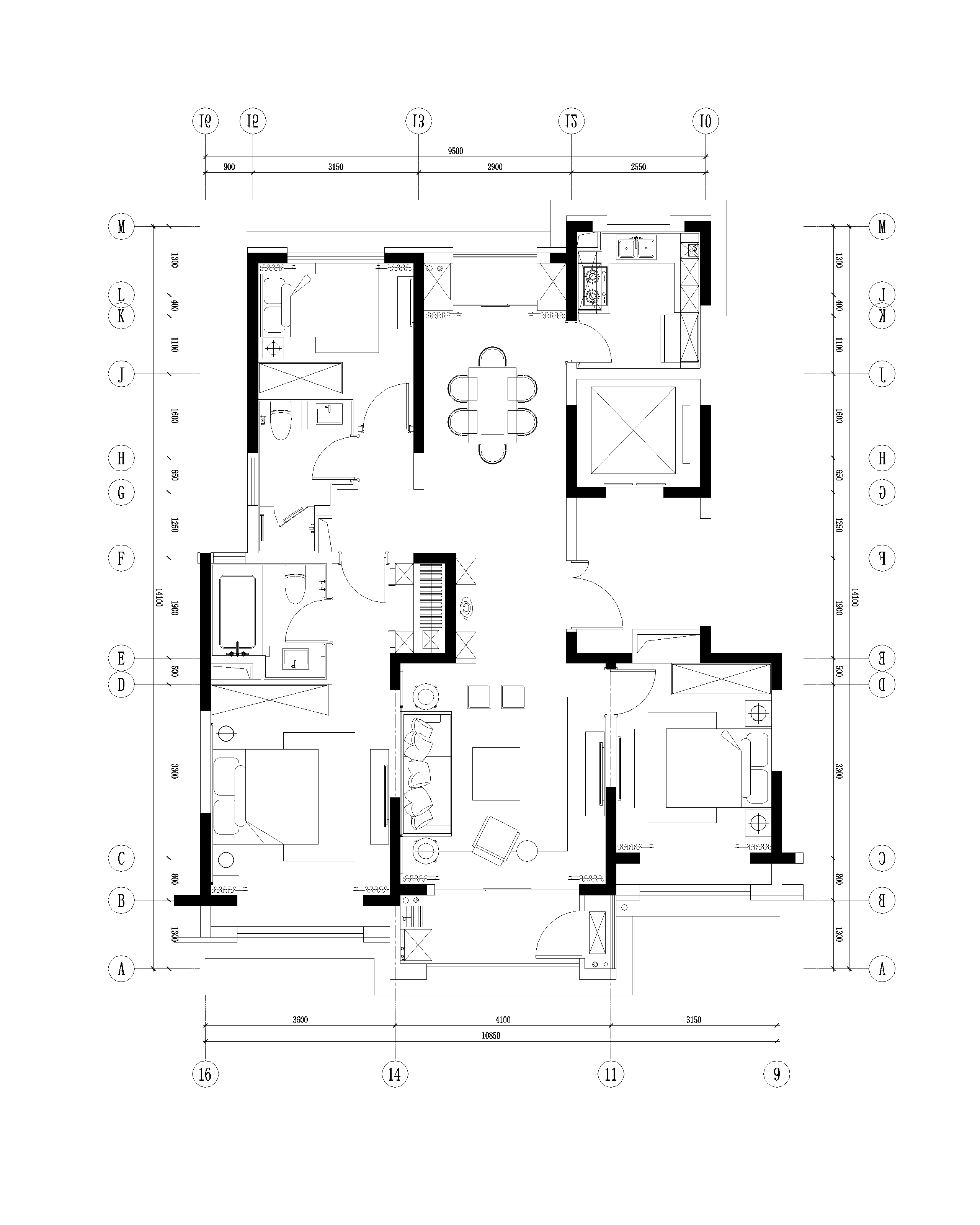 120㎡三居横厅这么长，反而拉近全家人距离	